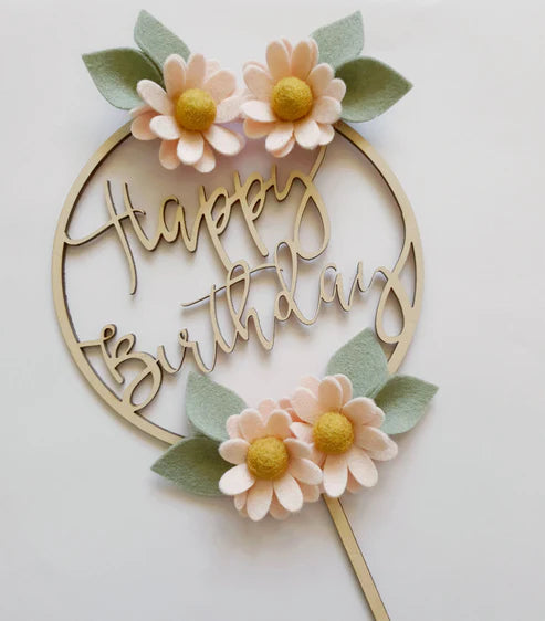 Happy Birthday with Daisies Cake Topper