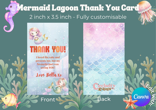 Mermaid Lagoon - Editable Thank you Card - Digital Download