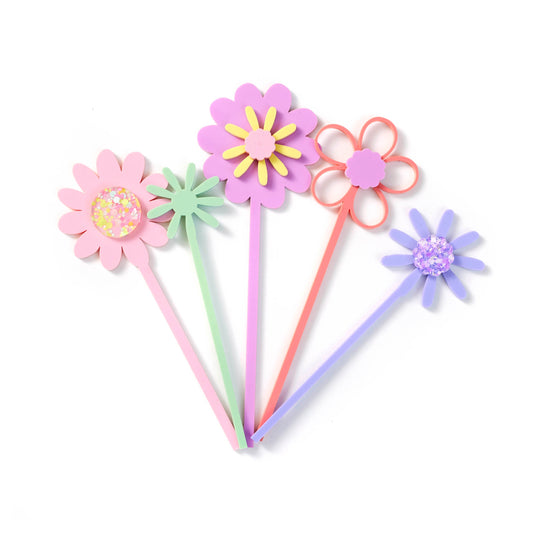 Pastel Flowers Cake Topper Set