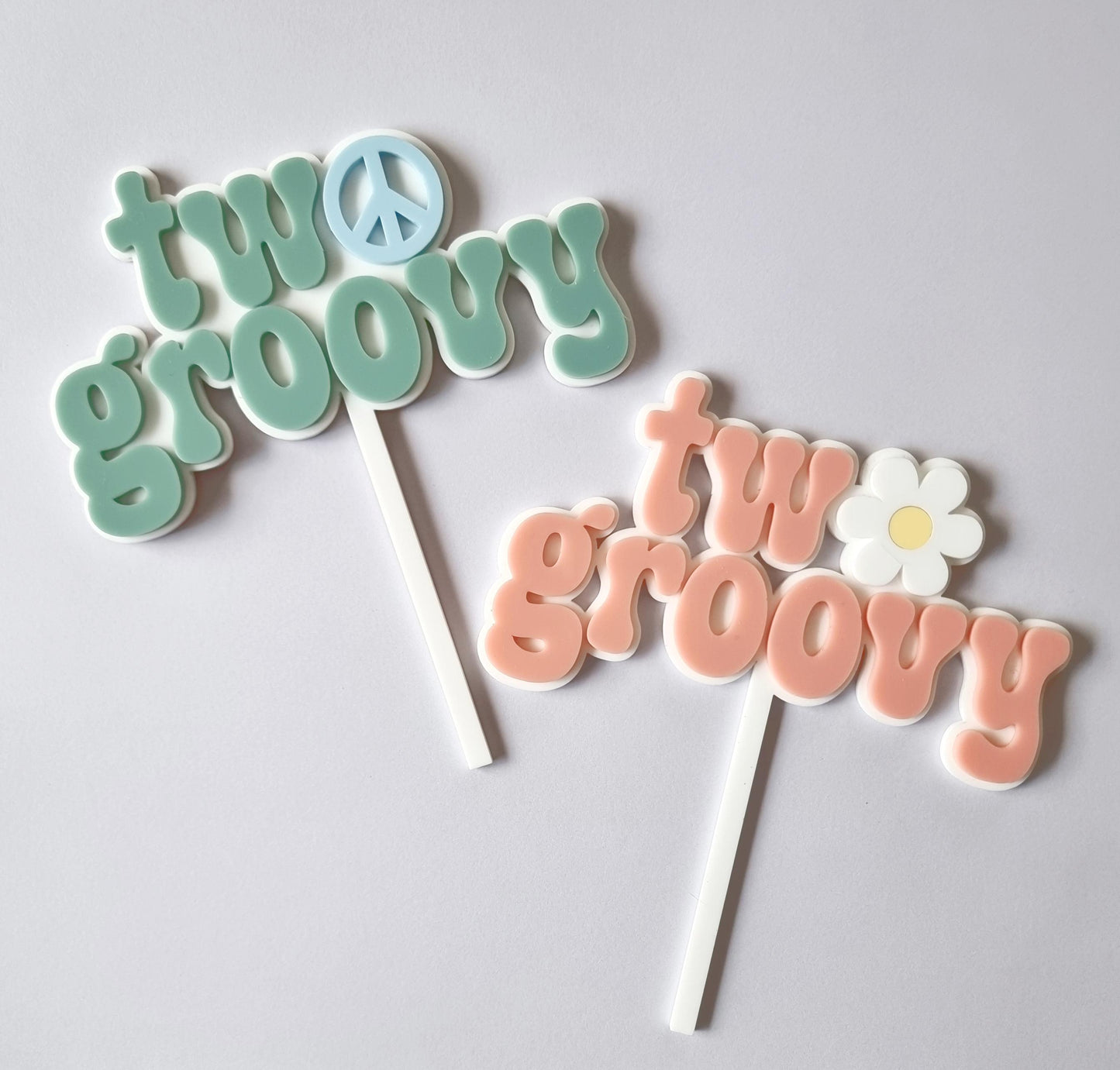 Two Groovy Cake Topper - Blush Daisy