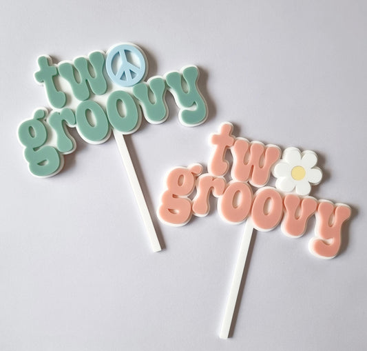 Two Groovy Cake Topper - Blush Daisy