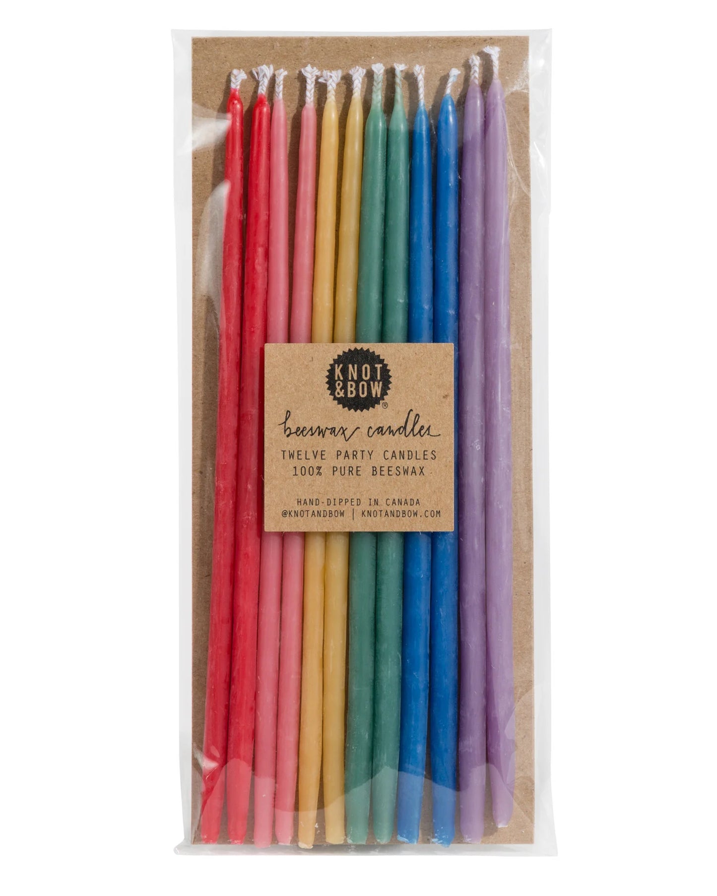 Assorted Tall Beeswax Birthday Candles - Pack of 12