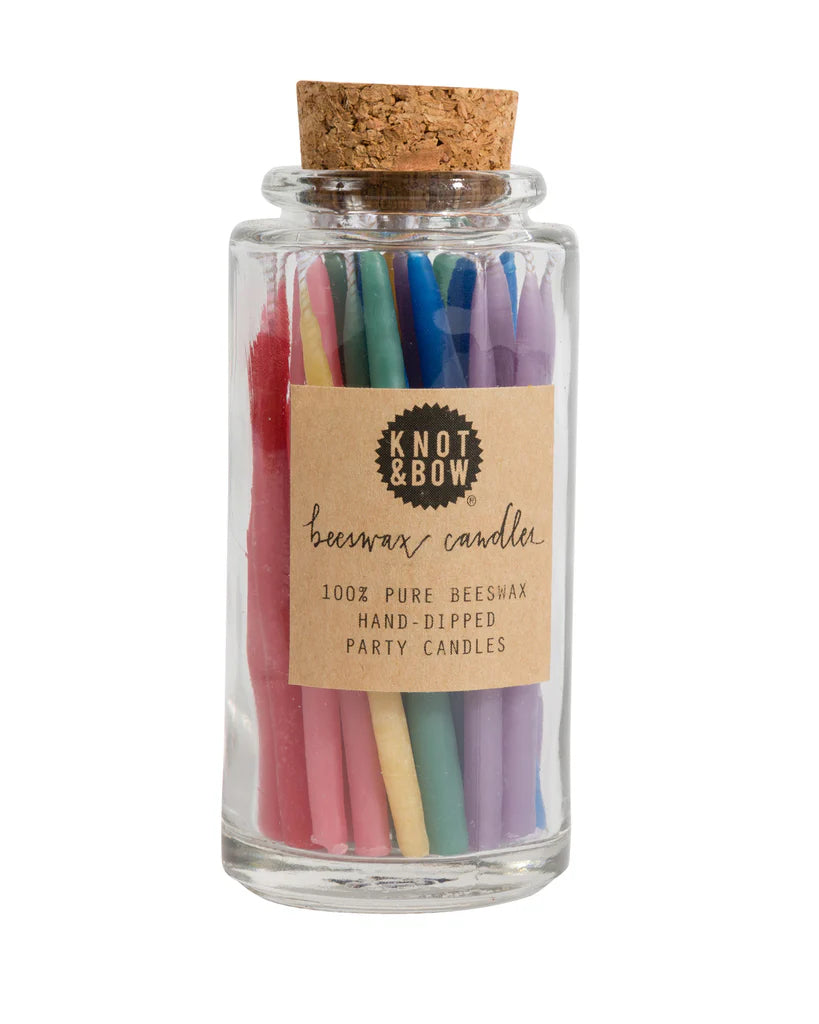 Assorted Rainbow Beeswax Birthday Candles Jar - Pack of 30