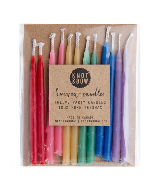 Assorted Beeswax Birthday Candles - Pack of 12